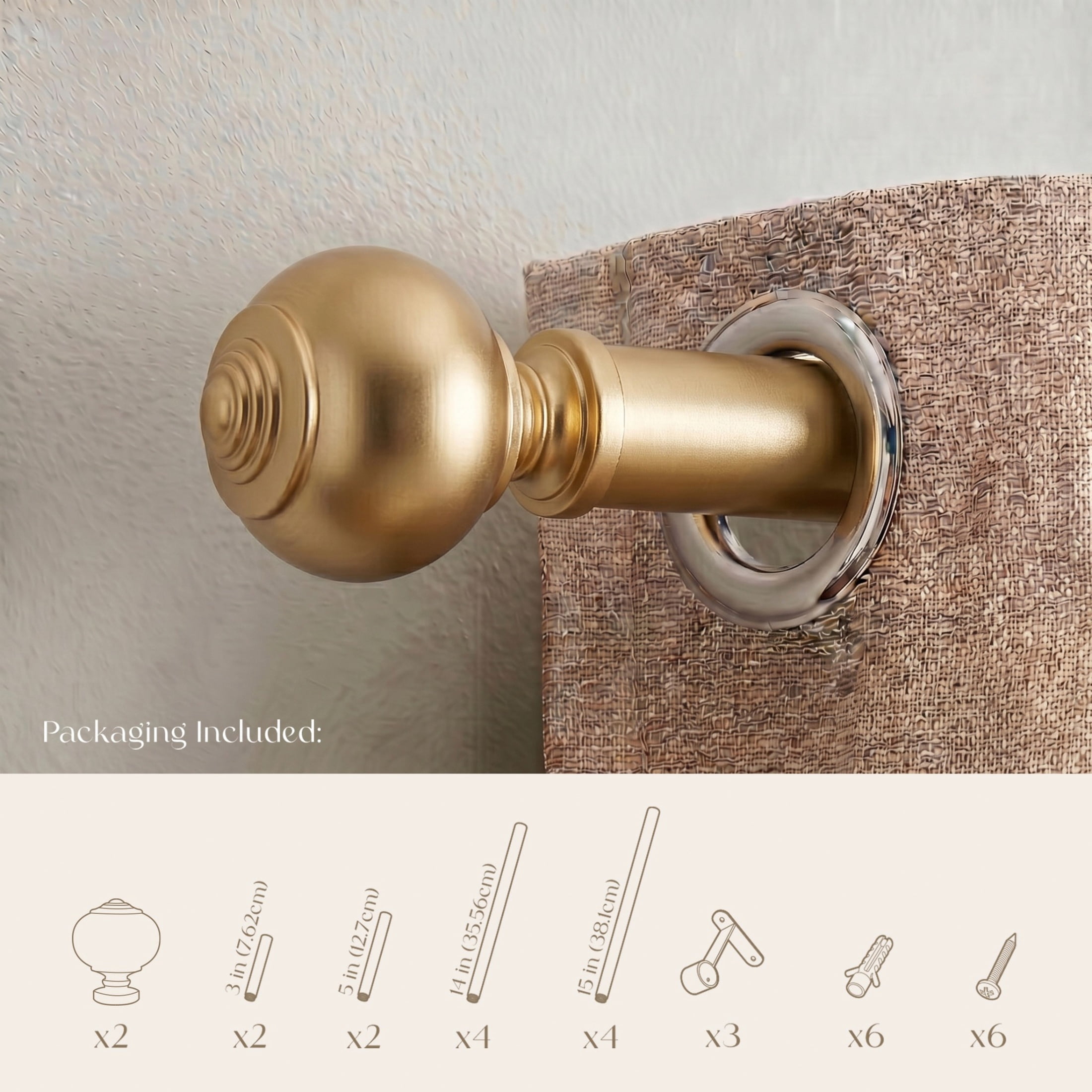 Dwell Studio, Cutomizable Curtain Rods, 3/4" Iron Material, 20 inch-120 inch Kit, Satin Brass
