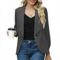 thumbnail image 2 of Veste Blazer pour Femmes, Manches Longues, Col Cranté avec Poches à Rabat Fonctionnelles, Mélange Polyester-Spandex, Coupe Ajustée, Noir, Taille g, 2 of 6