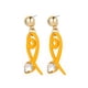 thumbnail image 2 of HomeKingdee 2 Pcs Yellow Plastic Fishtail Water Drop Line Earrings with Diamond - Cute Small Fresh Fashion Earrings for Women for Wedding Anniversary Christmas Valentine Birthday Thanksgiving Gift, 2 of 5