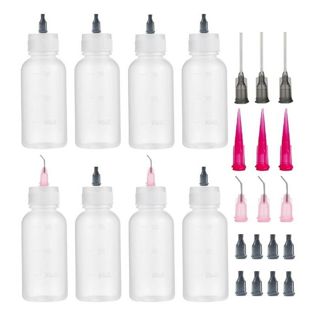 Botella Aplicadora de Punta Precisión 8 Piezas, Exprimible con Aguja, Aplicadoras Pegamento, para Manualidades Quilling Pintura, 50ML