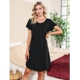 thumbnail image 2 of Uniexcosm Nightgown Womens Soft Sleepwear Pleated Comfy Short Sleeve Flare Nightdress S-XXL, 2 of 8