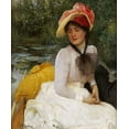 thumbnail image 2 of Hacker, Arthur 12x14 Black Ornate Wood Framed with Double Matting Museum Art Print Titled - Girl In a Punt, 2 of 4