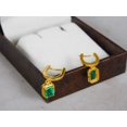 thumbnail image 3 of 2.20 Carats Natural Emerald Dangle In 14k Solid Gold May Birthstone Earrings, 3 of 6
