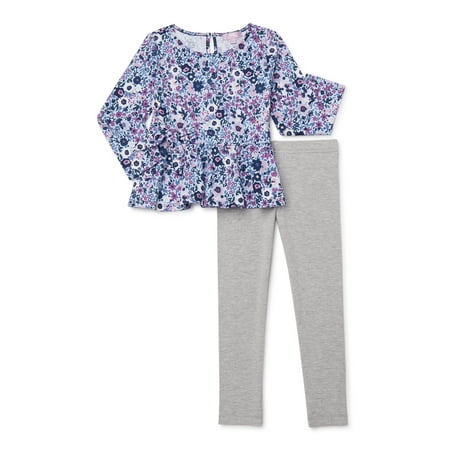 Mila & Emma Exclusive Girls Bow Waist Top and Legging, 2-Piece Outfit Set, Sizes 12M-5T