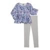 Mila & Emma Exclusive Girls Bow Waist Top and Legging, 2-Piece Outfit Set, Sizes 12M-5T