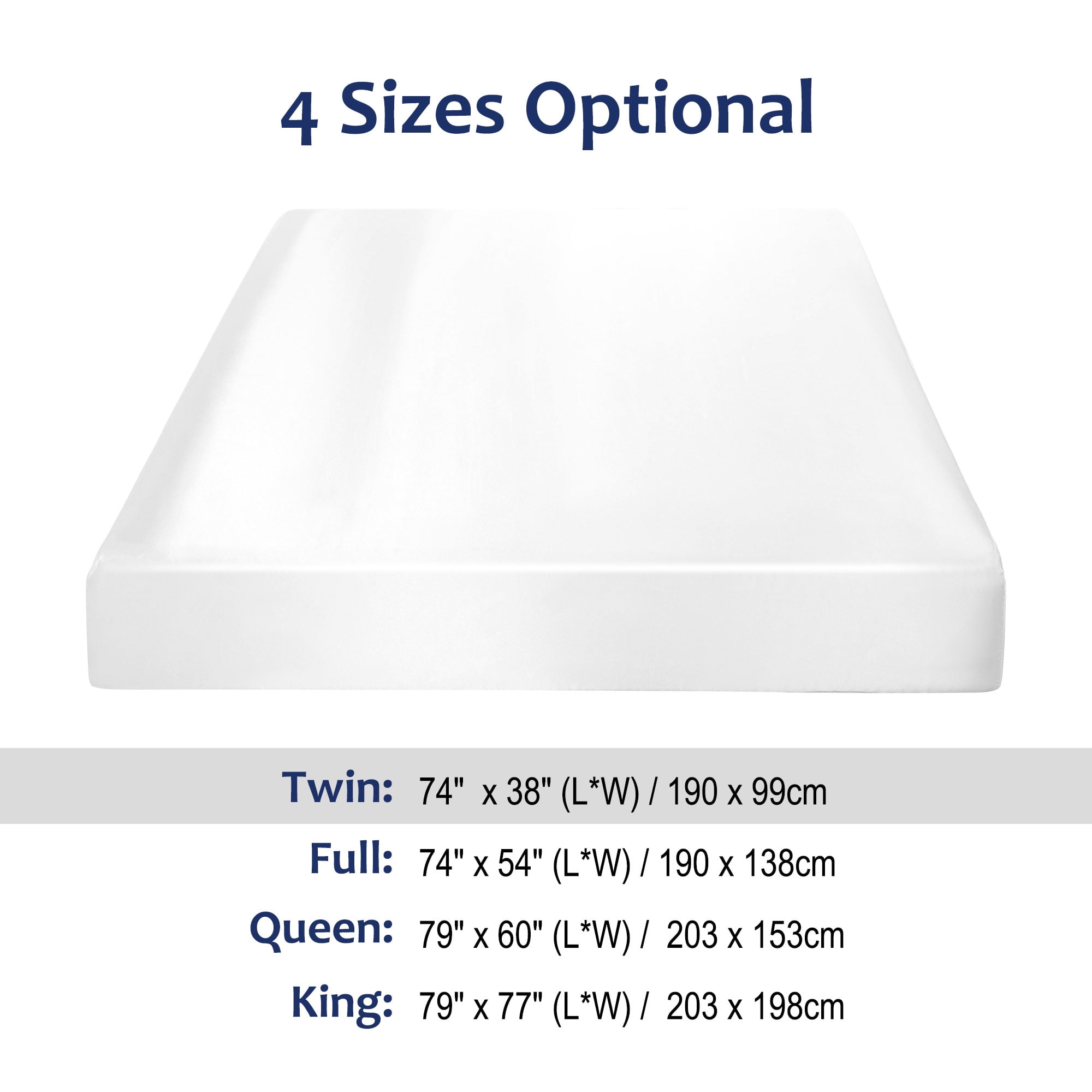 Unique Bargains 12" Large Pocket Satin Silk Fitted Sheet Twin Pearl White