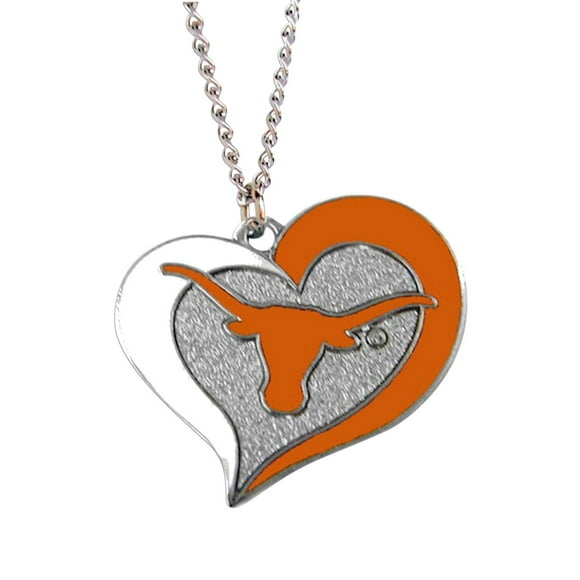 NCAA Texas Longhorns Logo de l'Équipe de Sport Tourbillon Coeur Collier Cadeau de Charme