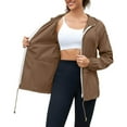 thumbnail image 5 of Htigea Outdoor Rain Jacket for Women Lightweight Waterproof Raincoat Full Zip Up Hooded Windbreaker with Pockets Brown S, 5 of 9