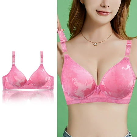 Clearance! Weikingp Bras for Women Women S Sexy Comfortable Medium And Old Age Large No Thin Three Breasted Printing Traditional Bra Bralettes for Women Plus Size Lingerie Red 36