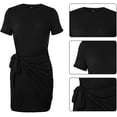 thumbnail image 2 of Women's Crewneck Bodycon Dress Short Sleeve T Shirt Dress Tie Waist 2021 Summer Casual Mini Dress S-XXL, 2 of 7