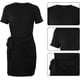 thumbnail image 2 of Vestido ceñido al cuerpo con cuello redondo para mujer, vestido de camiseta de manga corta con lazo en la cintura, minivestido informal de verano 2022 S-XXL Fokelyi WRLF-105-4, 2 of 7
