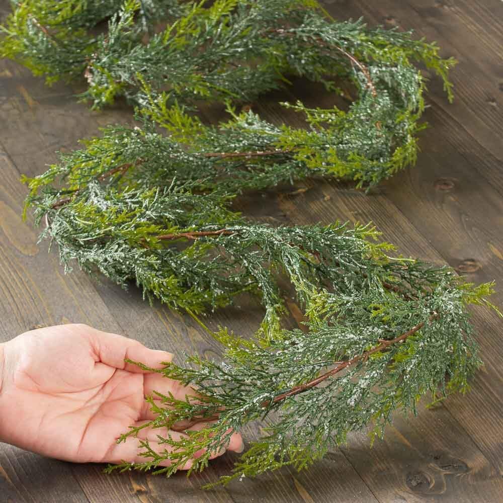Guirlande Cèdre Artificiel Noël - Déco Réaliste Intérieur/Extérieur - 59 à 106 Cm - Vert Naturel - 10