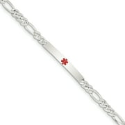 Sterling Silver Polished Medical Figaro Anchor Link ID Bracelet 7.5 Inch "Bracelets