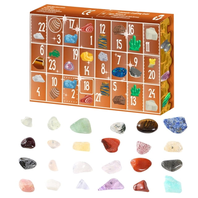 Countdown Set 2025 Children's Advent Calendar Irregular Pebble Stones for Boys and Girls Gemstone Learning Toy