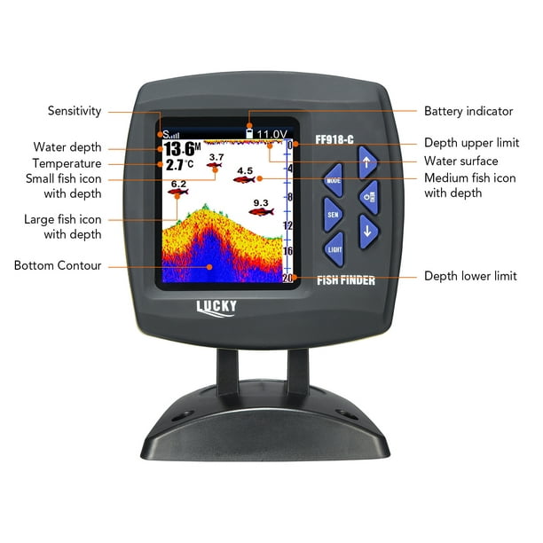 Portable Fish Finder Wireless Sonar Sensor Fishing Depth Finder Locator  Fishfinder with Wired Transducer for Boat Kayak Fishing 