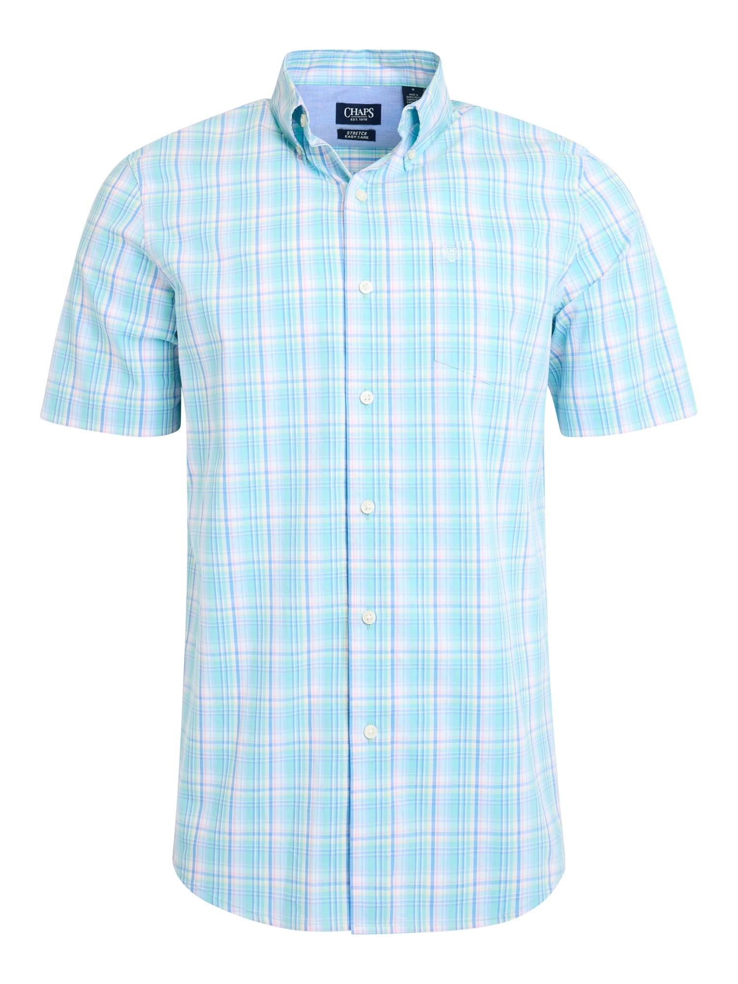 Chaps Men's & Big Men's Short Sleeve Easy Care Stretch Poplin Shirt, Sizes S-3XL