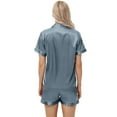 thumbnail image 6 of Xyxonk Silk Satin Pajamas for Women Set Soft Button Up Pj Sets Short Sleeve Shirt and Womens Pajama Pants Plus Size Lounge Two Piece Loungewear Gray 2XL, 6 of 7