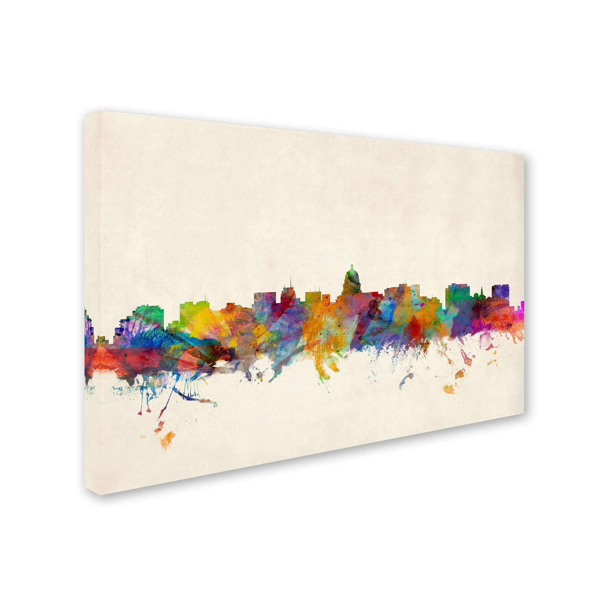 Trademark Fine Art "Madison Watercolor Skyline" Canvas Art by Michael Tompsett