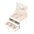 thumbnail image 3 of CAJA DE ALMACENOMO DE JOYERÍA DE CUERO PU DE 3 NIVELES, ORGANIZADOR CON ESPEJO, VITRINA DE JOYERÍA PARA JOYAS Y ROLOJES, DELECIÓN ELEGANTE PARA CAJÓN, Fácil de Limpiar,, 3 of 7