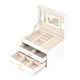 thumbnail image 3 of CAJA DE ALMACENOMO DE JOYERÍA DE CUERO PU DE 3 NIVELES, ORGANIZADOR CON ESPEJO, VITRINA DE JOYERÍA PARA JOYAS Y ROLOJES, DELECIÓN ELEGANTE PARA CAJÓN, Fácil de Limpiar,, 3 of 7