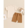 thumbnail image 6 of Aojekbee Baby Boy 2 Piece Outfit, Letter Car Print Round Neck Short Sleeve Tops Elastic Waist Shorts Toddler Summer Set, 6 of 10