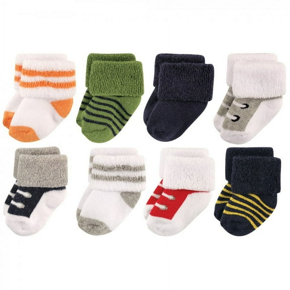Luvable Friends Baby Boy Newborn and Baby Terry Socks, Athletic, 0-6 Months