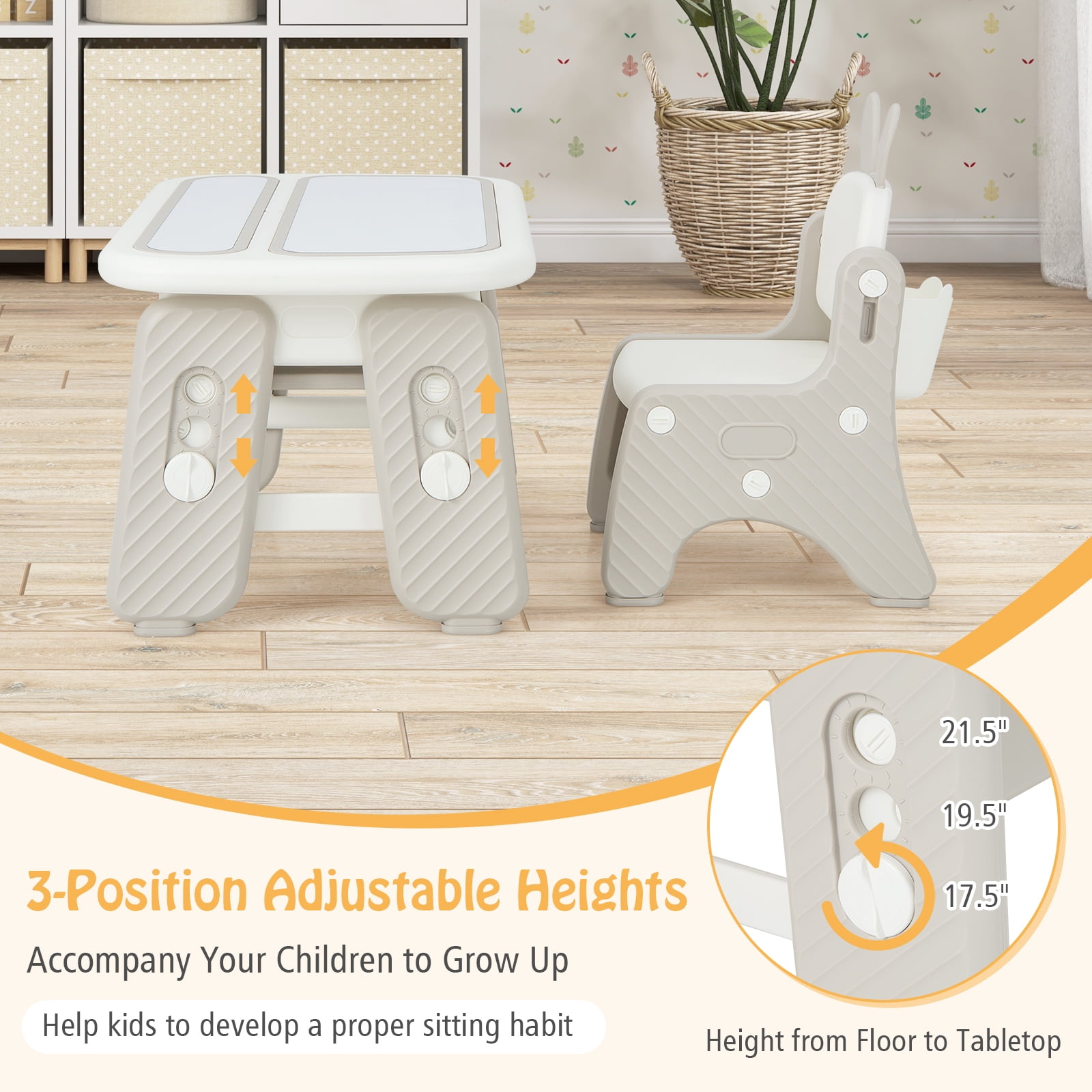 Costway Kids Drawing Table & Chair Set Graffiti Toddlers Art Activity Table & Chair