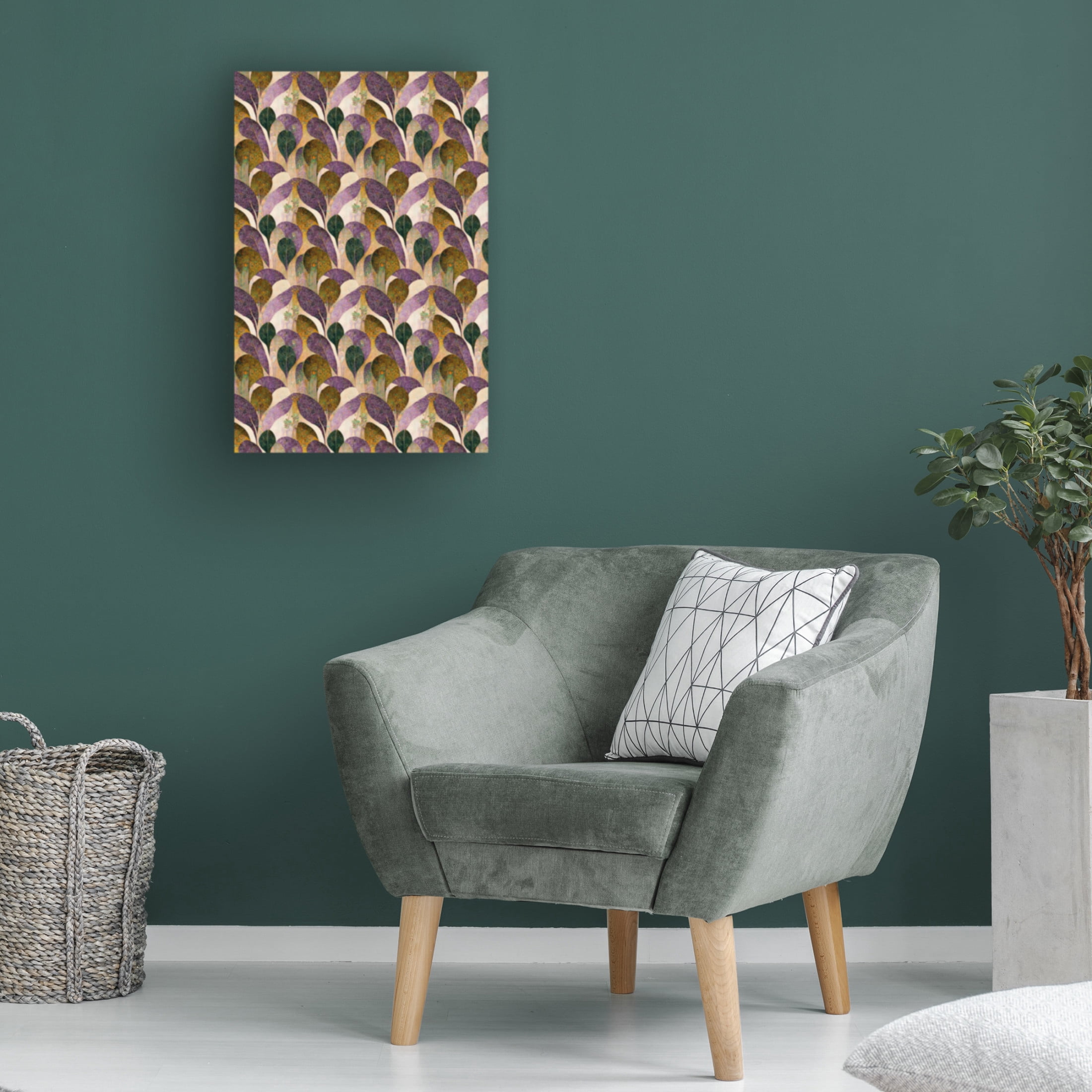 Canvas Wall Art - Treechild 'Purple Leafs Pattern' Wall Art for Living Room, Bedroom, or Office D?cor by Trademark Fine Art - 16 x 24 Inches