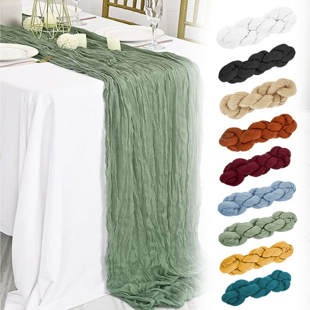 Fiudx Camino de Mesa de Gasa, Elegante Tela Arrugada, Diseño Suave y Ligero, Perfecto para Bodas, Despedidas de Soltera, Cumpleaños, Eventos Especiales, Tamaño de 35 X 157 Pulgadas