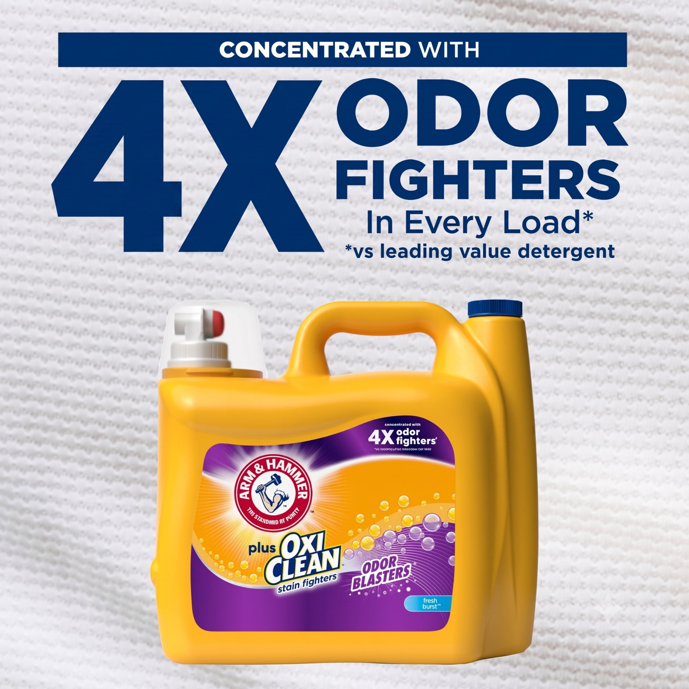 (2 pack) ARM & HAMMER Plus OxiClean with Odor Blasters Liquid Detergent, Fresh Burst, 158.6 fl oz, 122 Loads