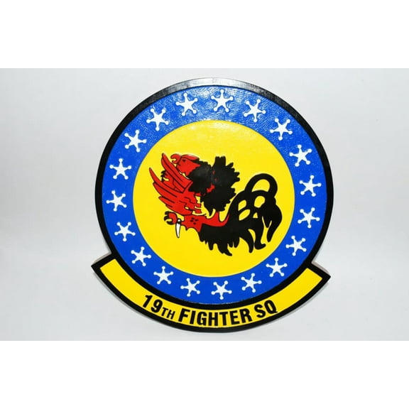 19th Fighter Squadron Fighting Gamecocks Plaque,14, Mahogany
