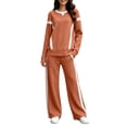thumbnail image 2 of Muscularfit Palazzo Summer Matching Sets for Women Athletic Clothing Sets Gym Sets Woman Set Long Sleeve Orange Full Crew Neck Womens Short Sets 2 Piece Outfits,XL, 2 of 7