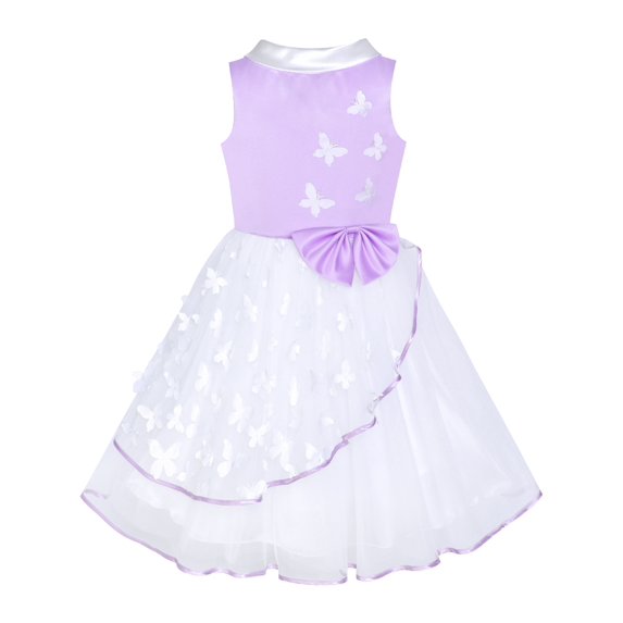 Flower Girls Dress Purple And White Butterfly Pageant 7 Years