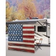 thumbnail image 5 of 4th of July RV Awning Sun Shade Screen 9'X7' American Flag Mesh Sunscreen Vintage Wood Grain Awning Shade Screen with Zipper UV Blocker Completed Kits Outdoor Canopy for RV Motorhome Camper Travel, 5 of 7