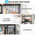thumbnail image 5 of Tribesigns Kitchen Bakers Rack with Storage, 43 inch Microwave Stand 5-Tier Kitchen Utility Storage Shelf Rack with 10 Hooks, Metal Kitchen Rack Organizer for Kitchen, Living Room, 5 of 7