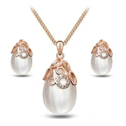 Fashion Water Drop Opal Austrian Crystal Necklace and Earrings Set