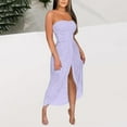 thumbnail image 4 of Ecqkame 2025 Women's Long Formal Dress Sexy Split Sleeveless Off Shoulder Solid Color Dresses Hollow Out Wrap Chest Flowy Dresses Purple S, 4 of 7