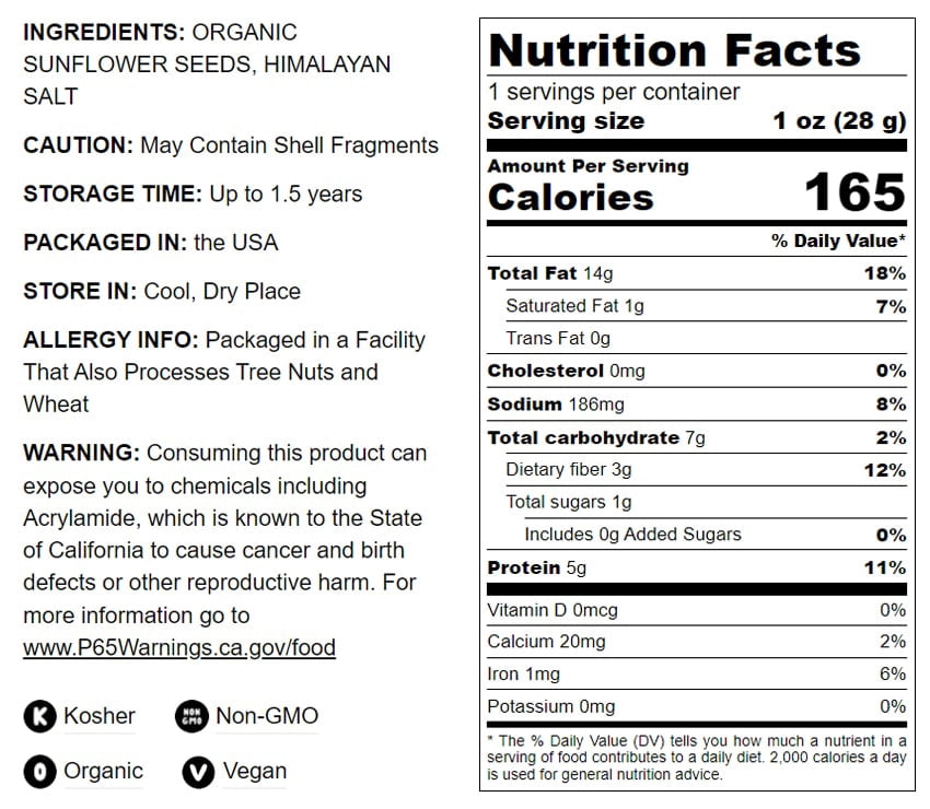 Organic Dry Roasted Sunflower Seeds with Himalayan Salt, 12 Pounds — Non-GMO, Kosher, Raw, Vegan — by Food to Live