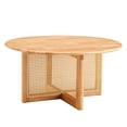 thumbnail image 5 of M optimized Rattan Round Coffee Table Modern Circle Center Table 33" Wood Coffee Table for Living Room Dining Room Bedroom Home Office, Natural, 5 of 6