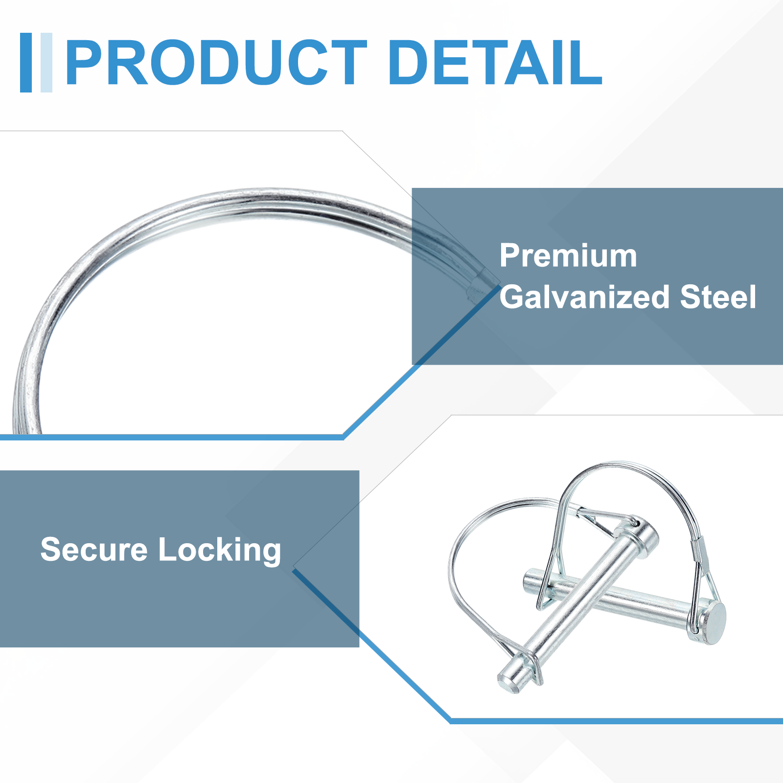 Uxcell 6 Pcs Trailer Coupler Pins, 3/8" x 2.7" Half Round Safety Wire Lock Hitch Pin