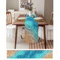 thumbnail image 6 of Aqua Ombre Coastal Table Runner Summer Nautical Beach Ocean Seaside Tablerunners 18 x 72 Inch, Table Decorations Tabletop Scarf for Summer Gathering Holiday Farmhouse Kitchen Dining Decor, 6 of 6