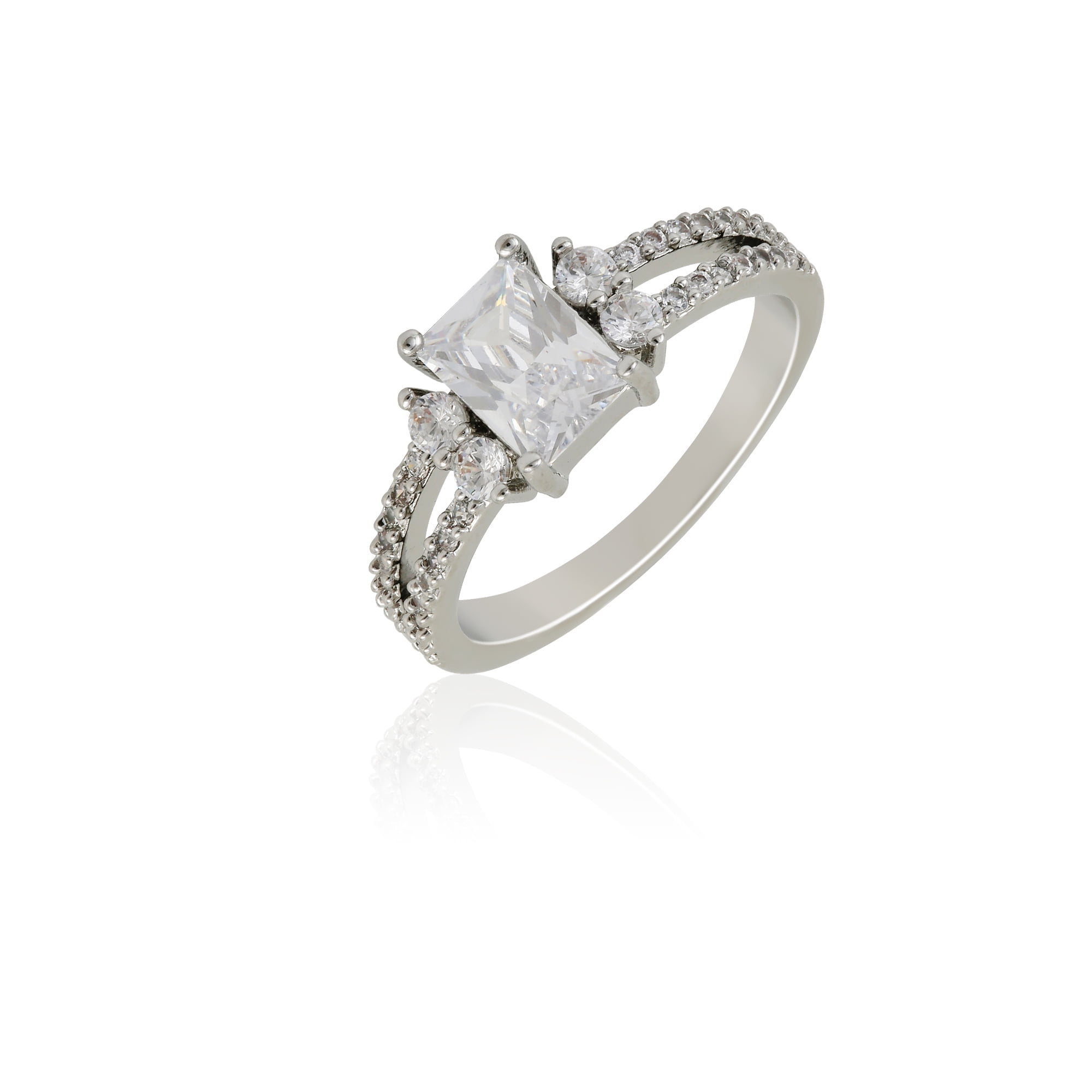 NOBRAND Cz Emerald Cut Cz Engagement Ring Size 7