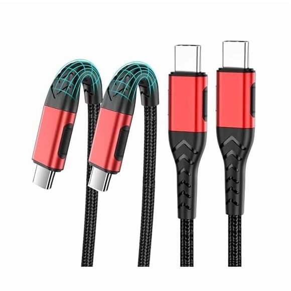 LujingZ Durcord USB C Cable, Upgarded 2Pack 3ft Fast USB Type C Charging Cable for Android/Phone/Pad/Laptop, Type C Charger Braided USB Cable Compatible withi Phone 16/15/Pro/Plus/Max/Sam.Sung-Red