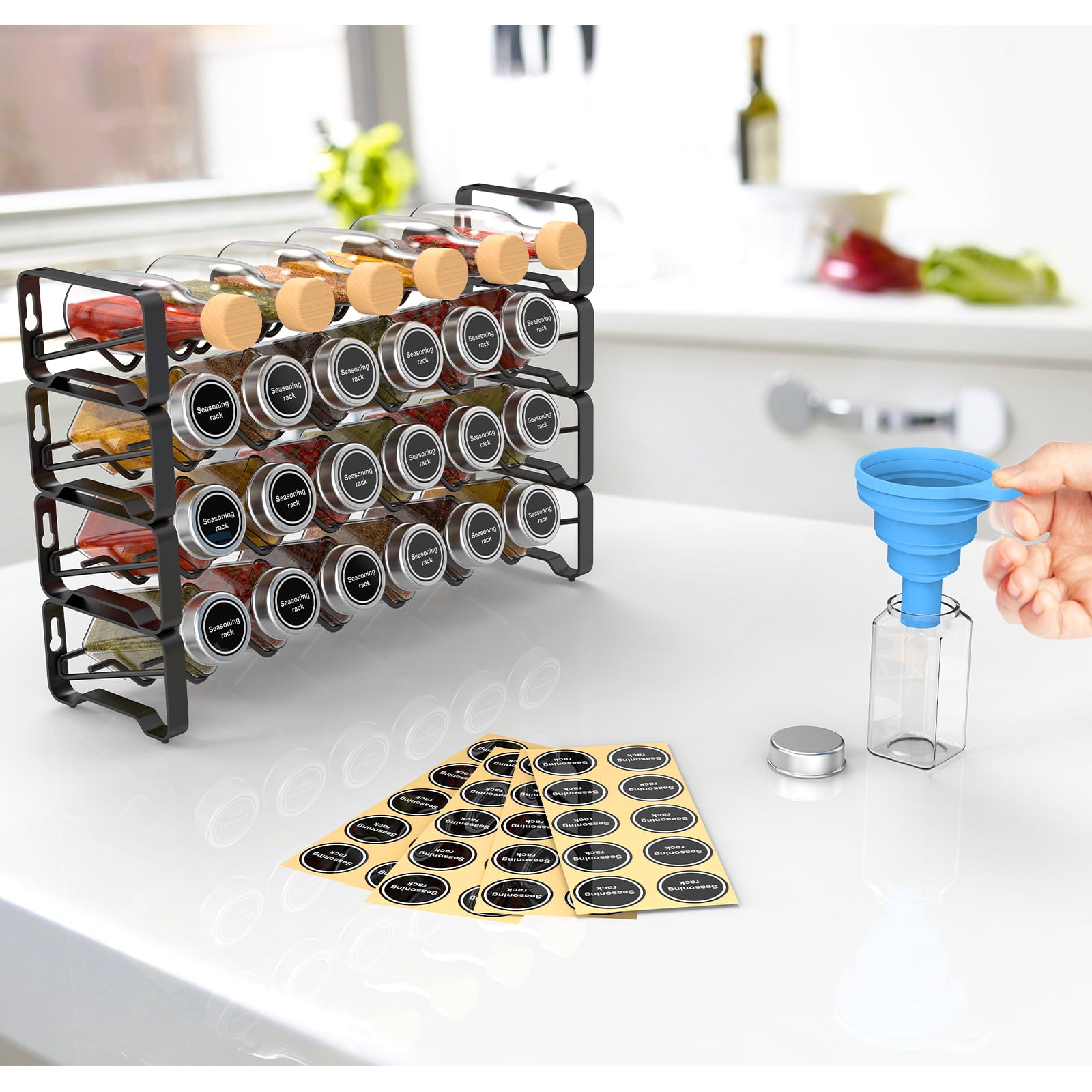 Auledio Houseware Spice Rack Organizer with 24 Empty Square Spice