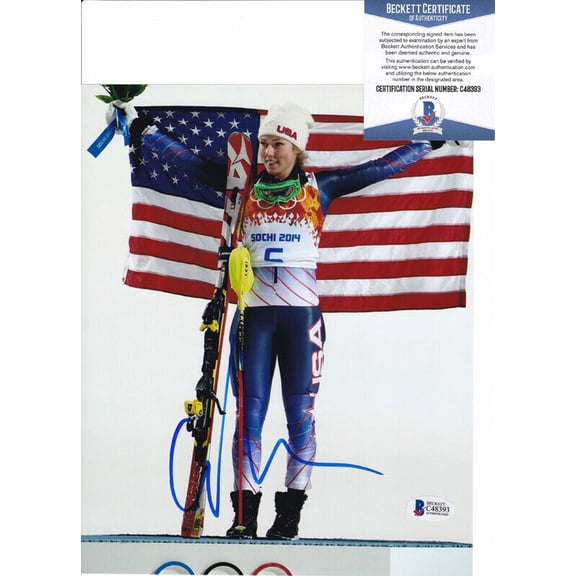 Mikaela Shiffrin 2026 Olympics Signed Autograph 8x10 Photo Beckett BAS COA D