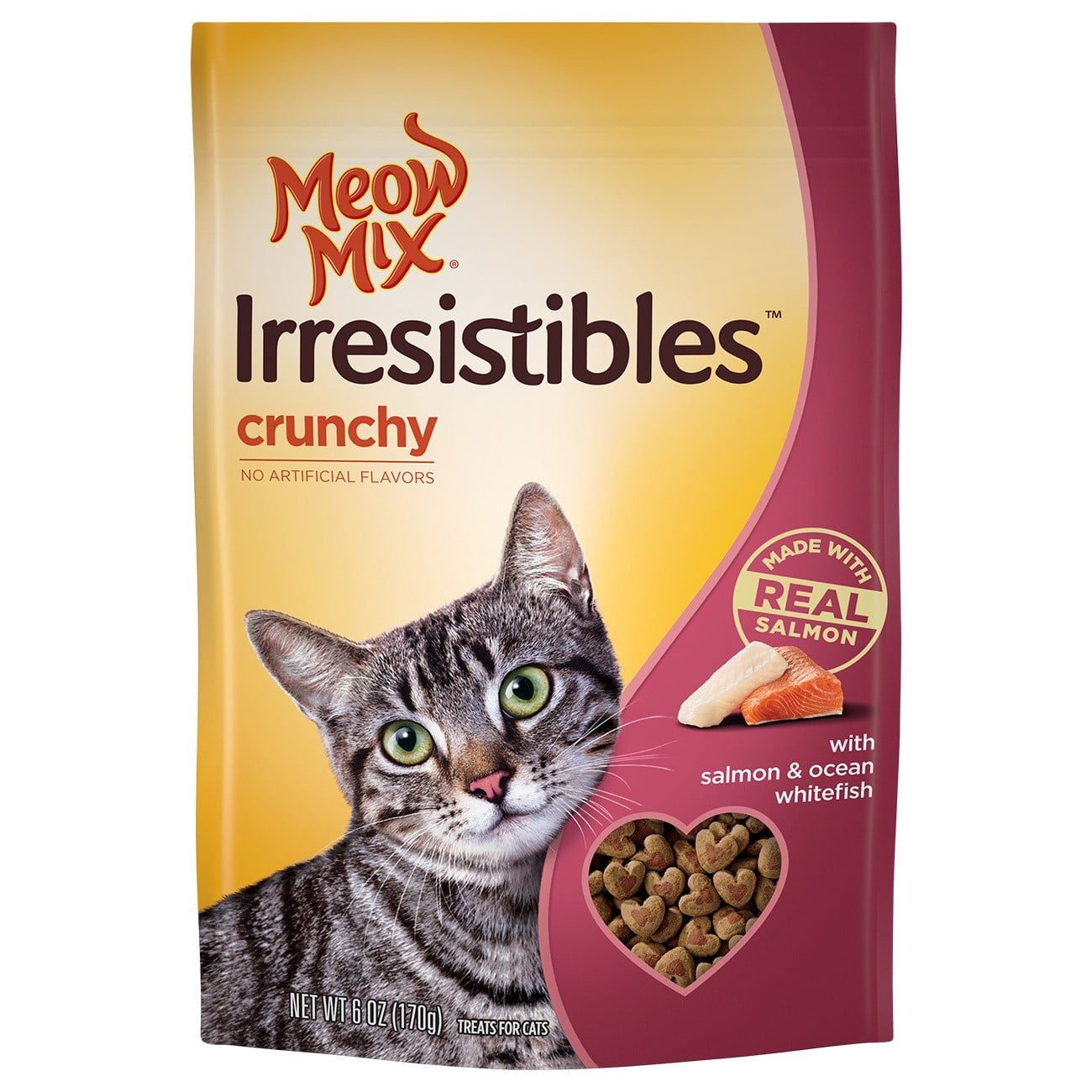 Meow Mix Irresistibles Salmon And Ocean White Fish Dry Cat Treat , 6 Oz