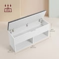 thumbnail image 2 of Nordic Hygge White Shoe Storage Bench with Gray Padded Seat and Hidden Compartment, 2 of 8