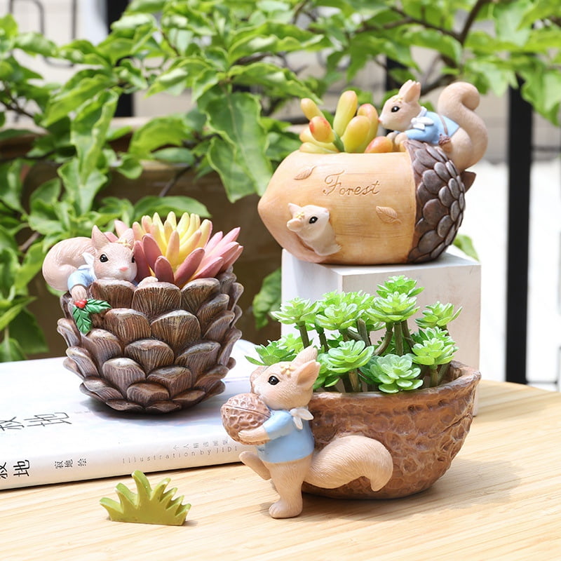 Flower Pot Garden Planter Figurines Tree Man Cute Desktop Bonsai Succulent Pots 