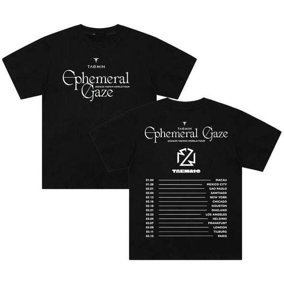 Taemin Ephemeral Gaze World Tour T-shirt Crewneck Short Sleeve Cotton Tee Women Men Streetwear Tops