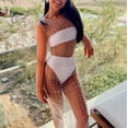 thumbnail image 6 of Women'S Swimwear See Through Lace Mesh Hot Beaded Sleeveless Beach Vacation Essentials,Beige,L, 6 of 6